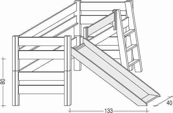 Dětská patrová postel Sendy nízká se skluzavkou č.2