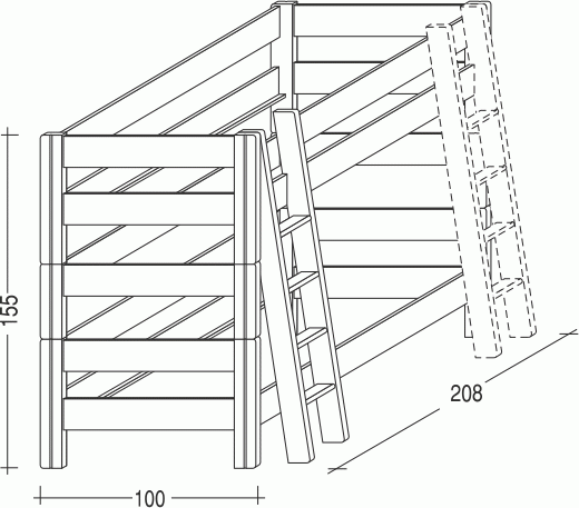 Patrová postel Sendy, výška 155 cm, buk č.3