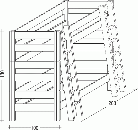 Etážová postel Sendy, výška 180 cm - BUK č.6