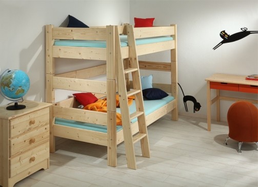 Etážová postel Sendy, výška 155 cm - Smrk přírodní č.2