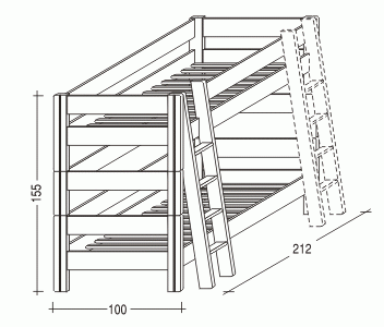 Etážová postel Sendy , výška 155 cm - Smrk/Bílá č.3