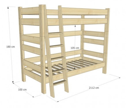 Etážová postel Sendy , výška 180 cm - Smrk/Bílá č.3