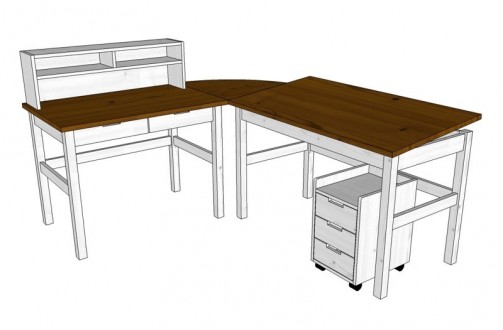 Psací stůl Mario náklopný bílo-hnědý č.2